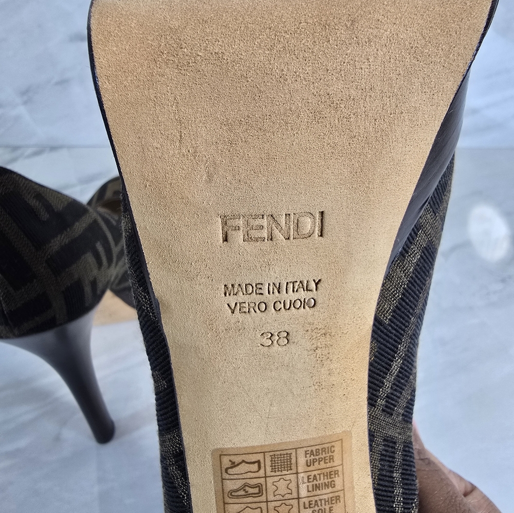 Fendi FF Motif Brown Platform Heels - Picture 6 of 7